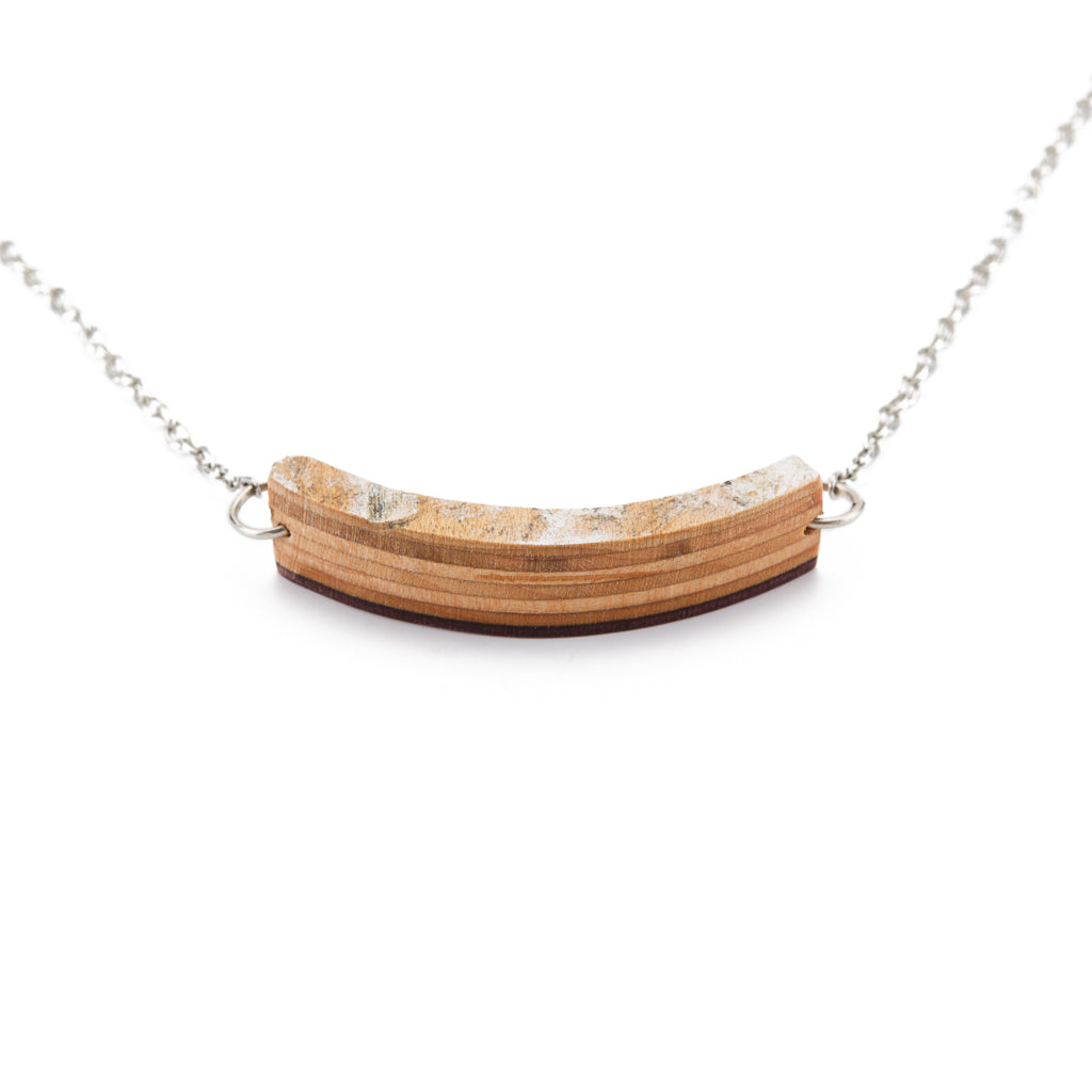Crescent Skateboard Wood Necklace
