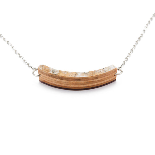 Crescent Skateboard Wood Necklace