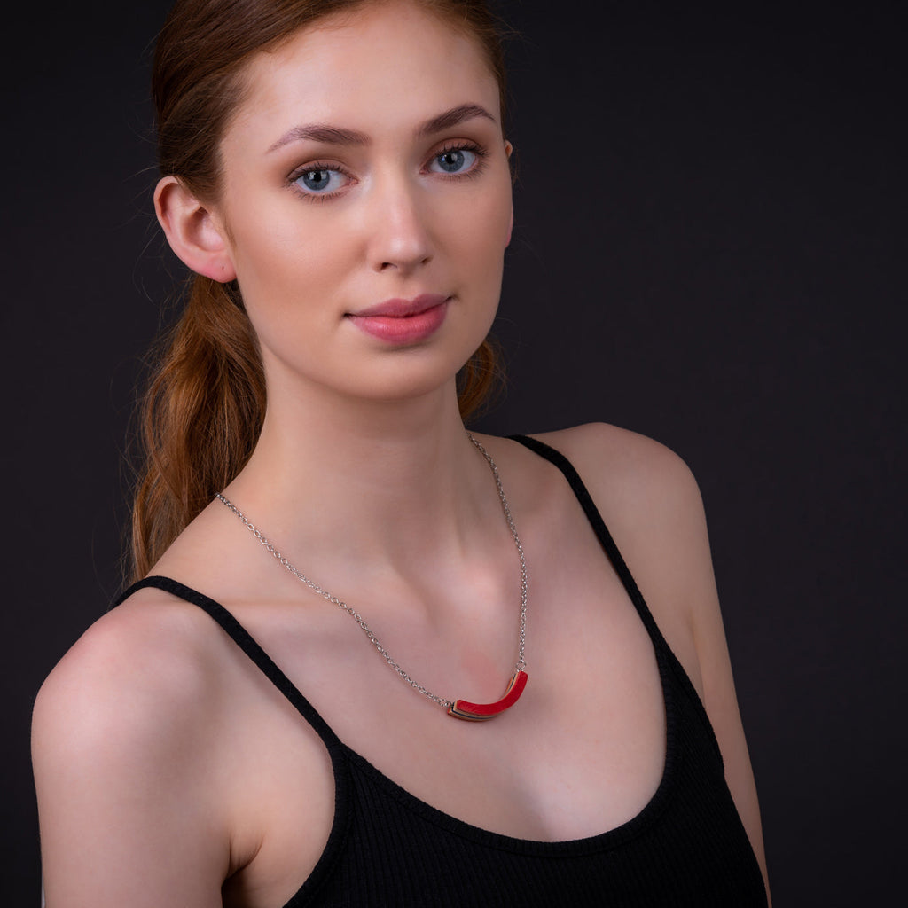 Crescent Skateboard Wood Necklace